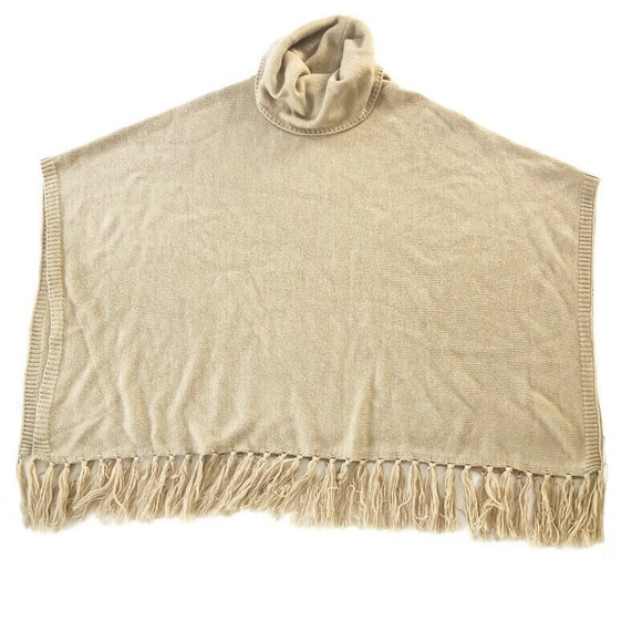 WHBM Cowl Neck Fringe Poncho SZ XXS/XS - Picture 3 of 6